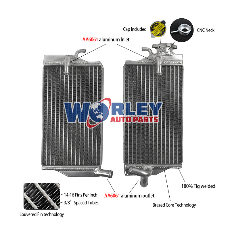 5Worley Aluminum Radiator For Honda CR125 CR125R CR 125R CR 125 2004 04