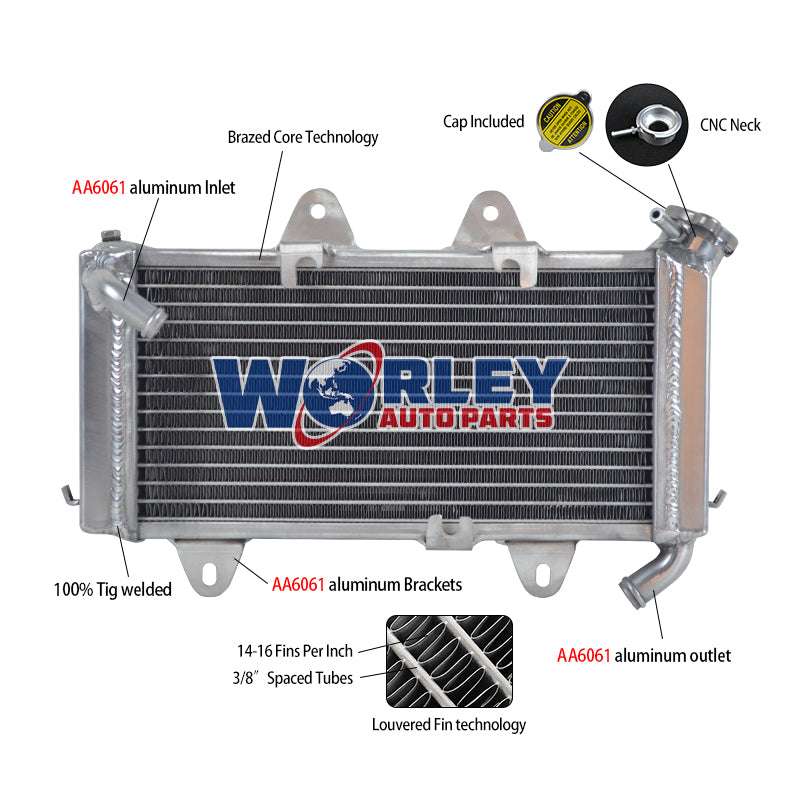 5Worley Aluminum Radiator For KTM 390 Duke Black/White ABS; 390 RC 2013-2016 2014 2015