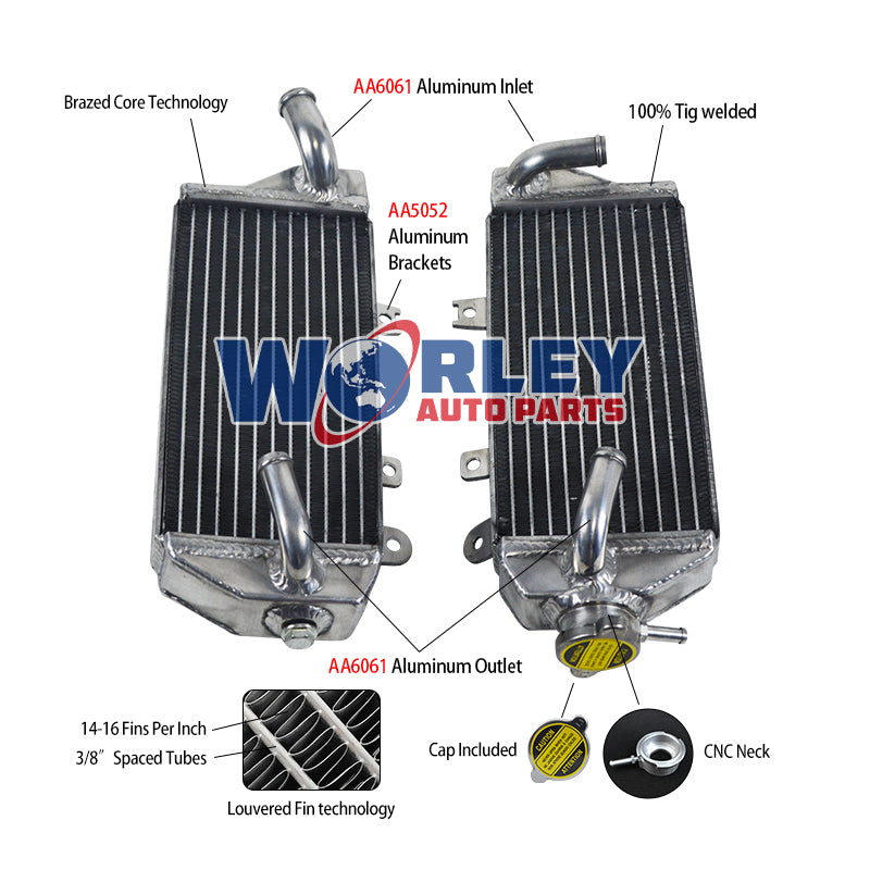 5Worley Aluminum Radiator For Kawasaki KX450 / KX450F 4T 2024 - 2025  24 25