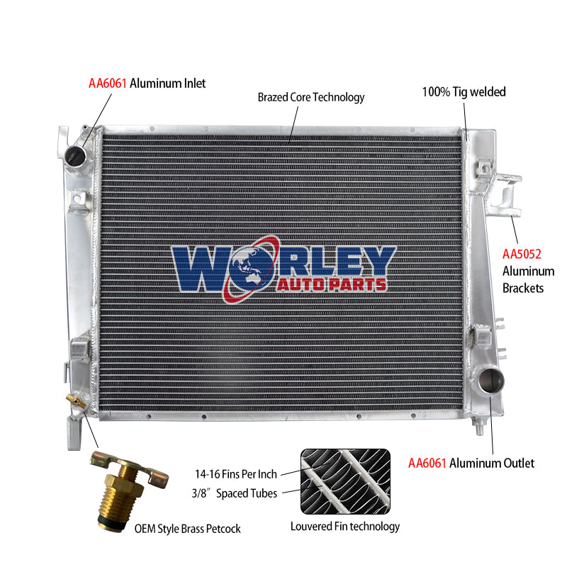 6Wolrey Aluminum Radiator FOR 2002-2004 Dodge Ram 1500 2003 Dodge Ram 2500 3500 CU2479