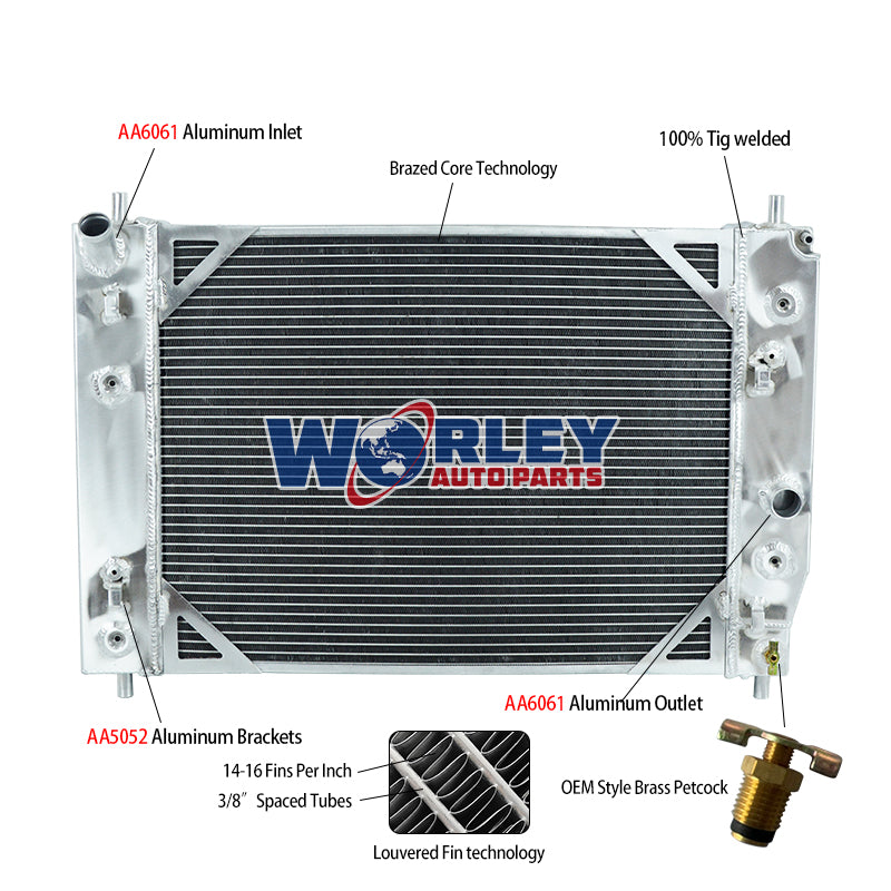 6Wolrey Aluminum Radiator FOR 2005-2013 Chevy Corvette C6 6.0L 6.2L 7.0L V8 2006 2007 2008 2009 2010 2011 2012