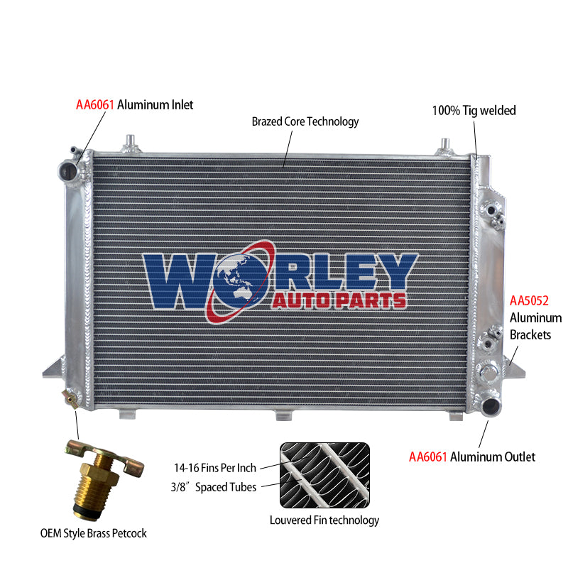 6Wolrey Aluminum Radiator FOR  Audi 80 & Coupe 1991-1996, Cabriolet 1992-2000 2.6L/ 2.8L Kühler