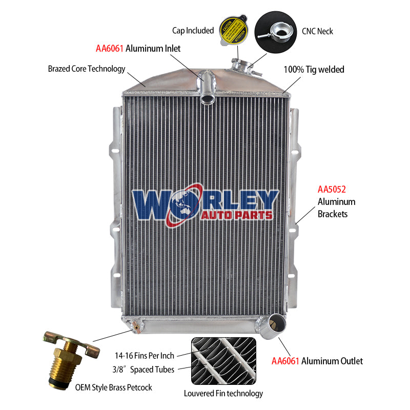 6Wolrey Aluminum Radiator FOR CHEVY HOT/STREET ROD 6 Cylinder 1938 manual