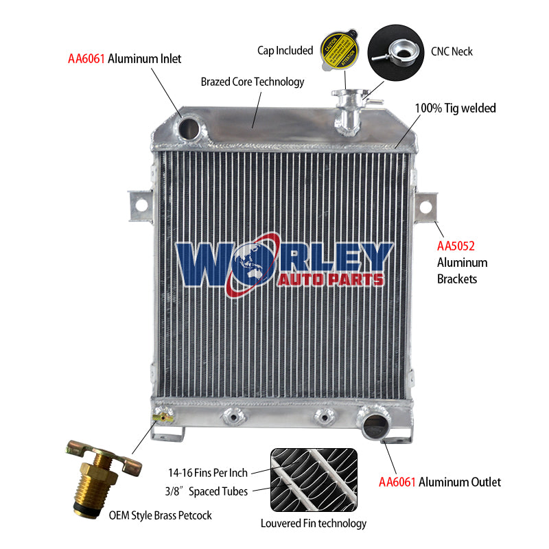 6Wolrey Aluminum Radiator FOR JAGUAR MARK 2 MK2 MK II DAIMLER 2.5 V8; V8-250 AT 1962-1967 AT