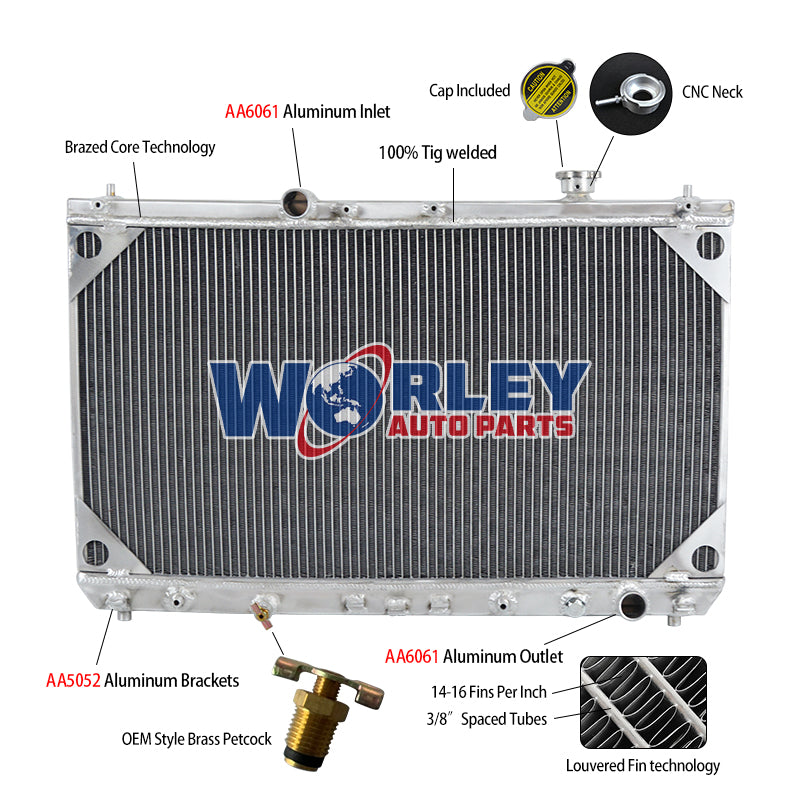 6Wolrey Aluminum Radiator FOR Toyota Camry 2.2 L4 1997-2001 2000 1999 1998