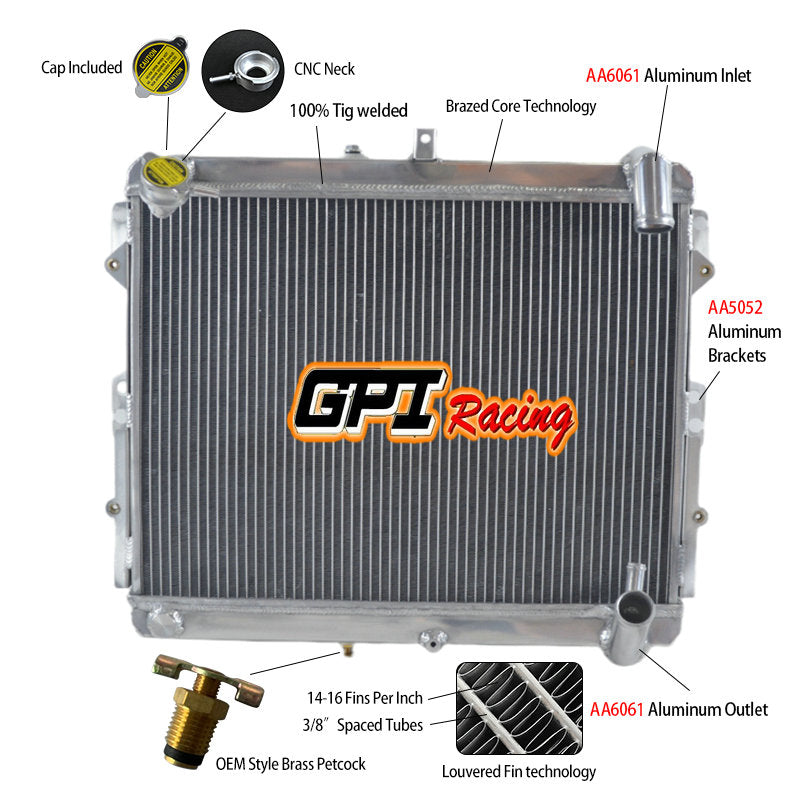6Wolrey Aluminum Radiator Fit 1989 1990 1991 1992 Mazda RX7 FC3S