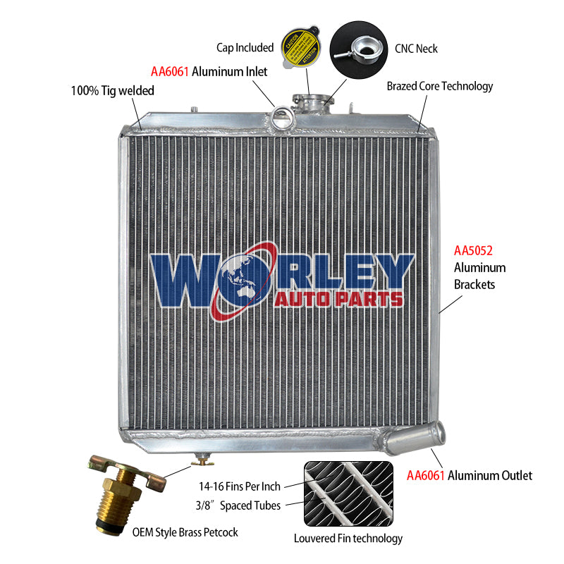 6Wolrey Aluminum Radiator Fit Land Rover 88/109 2.3/2.3D MT 1961 - 1986 1962 1963 1964 1965 1966 1967 1968