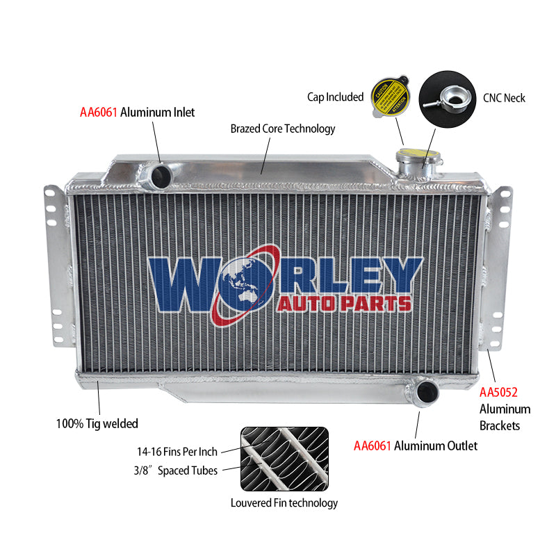 6Wolrey Aluminum Radiator Fit TRIUMPH SPITFIRE MARK III/IV/1500 1964-1978 1965 1966 1967 1968 1969 1970