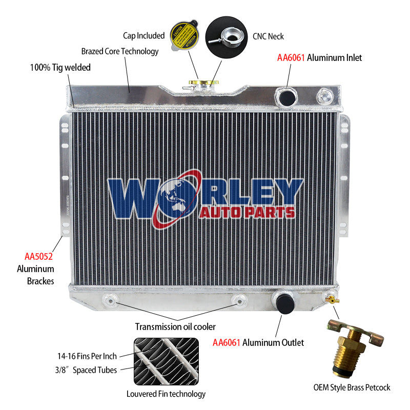6Wolrey Aluminum Radiator Fits 1964-1965 Chevrolet Chevelle LS Swap 64 65