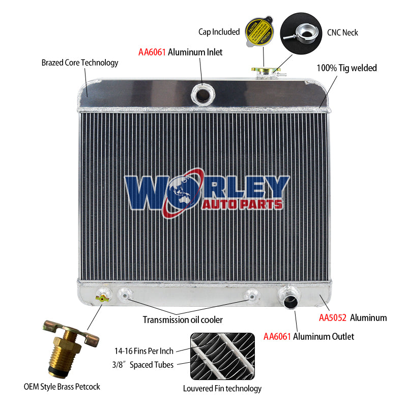 6Wolrey Aluminum Radiator Fits 1965 1966 GMC 1000/1500 Series Truck V6 Engine AT
