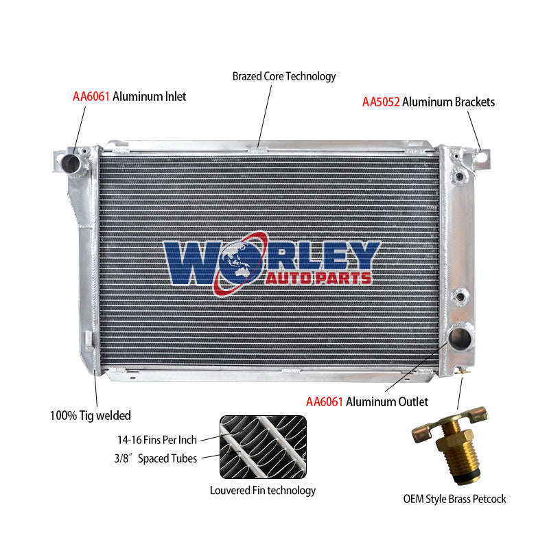 6Wolrey Aluminum Radiator Fits 1984-1996 FORD FALCON UTE XG XH 4.0L 6CYL AT/MT 1985 1986 1987 1988 1989