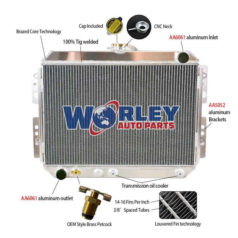 6Wolrey Aluminum Radiator Fits  1988-1993 1992 1991 FORD Courier PC/1985-1990 MAZDA B2200 Petrol Diesel
