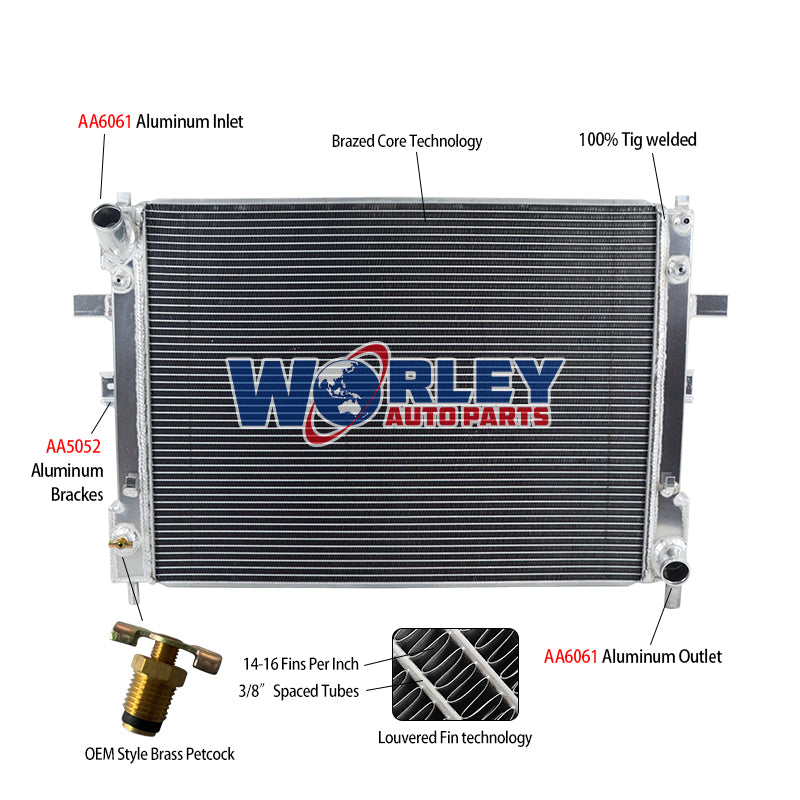 6Wolrey Aluminum Radiator Fits 2002-2005 2003 2004 Ford Crown Victoria Grand Marquis Town Car MT