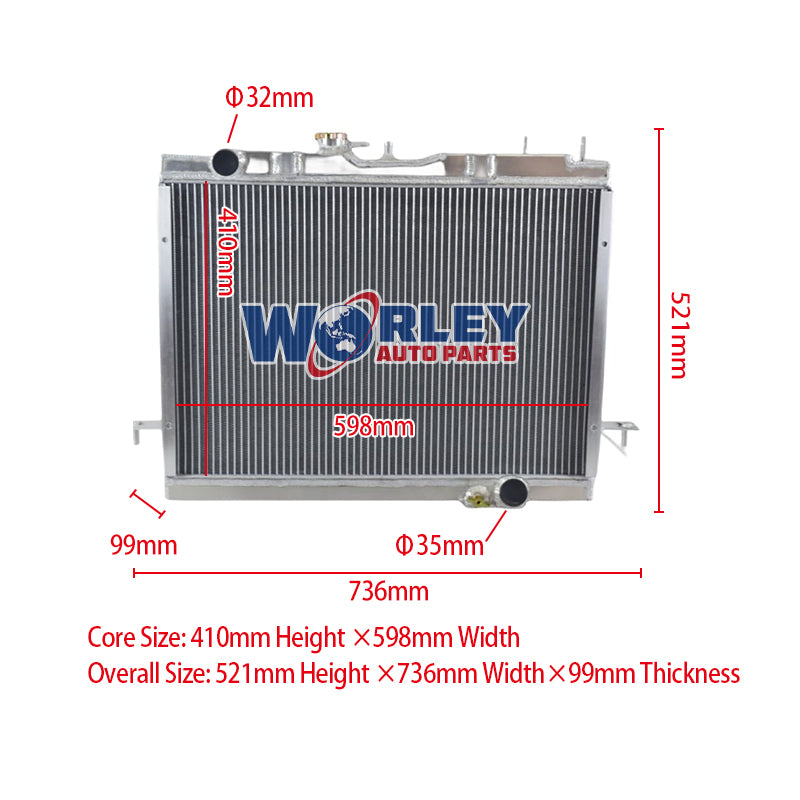 6Wolrey Aluminum Radiator Fits 2009-2016 Great Wall V240 K2 Nt Rr 2.4L 4cyl Petrol MT 2010 2011 2012 2013 2014 2015
