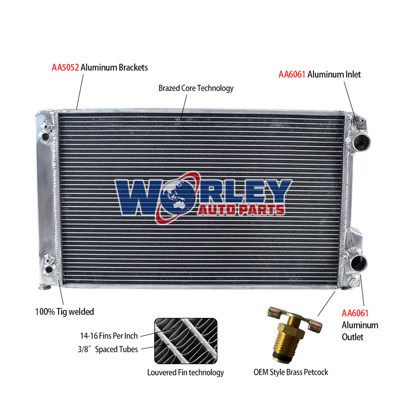 6Wolrey Aluminum Radiator Fits Audi V8 D11 quattro 3.6L 4.2L AT 1988-1994 1989 1990