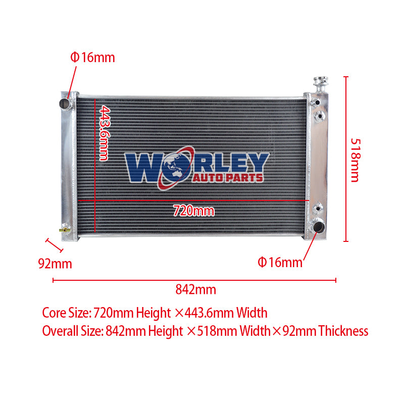 6Wolrey Aluminum Radiator Fits Chevy Chevrolet C/K 1500/2500/3500 1988-1997 GMC PICKUP SUBURBAN/Yukon 1989 1990 1991 1992 1993 1994 1995 1996