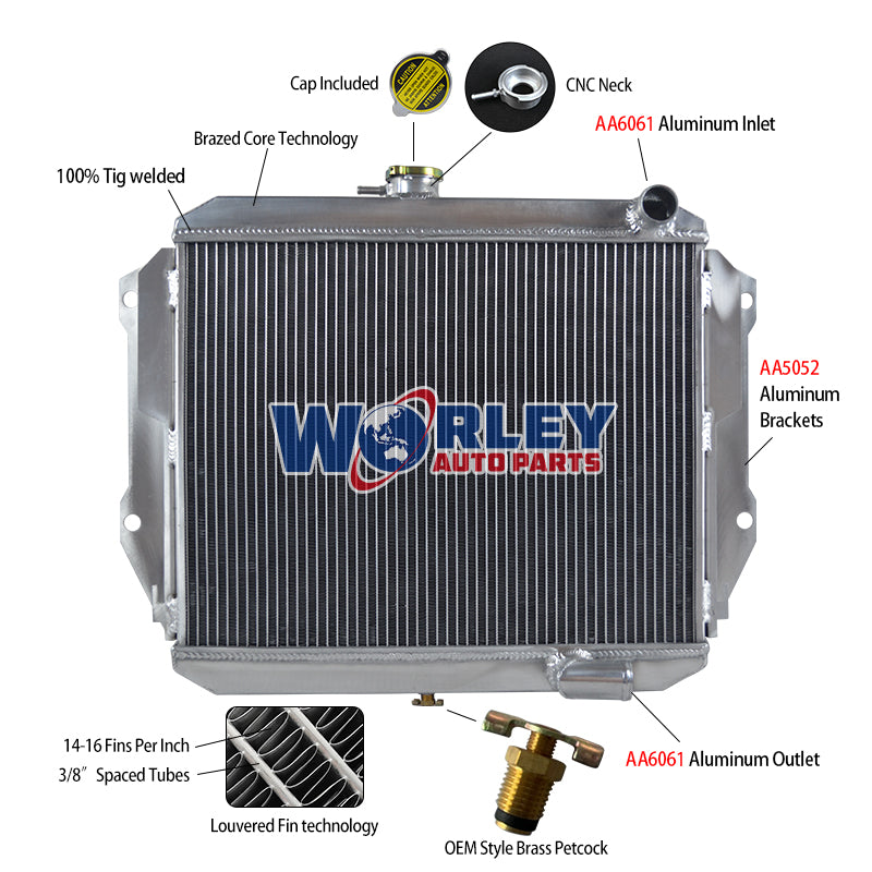 6Wolrey Aluminum Radiator Fits DAIHATSU ROCKY F7 F8 2.8D 2.8TD DL DLT manual 1985 on
