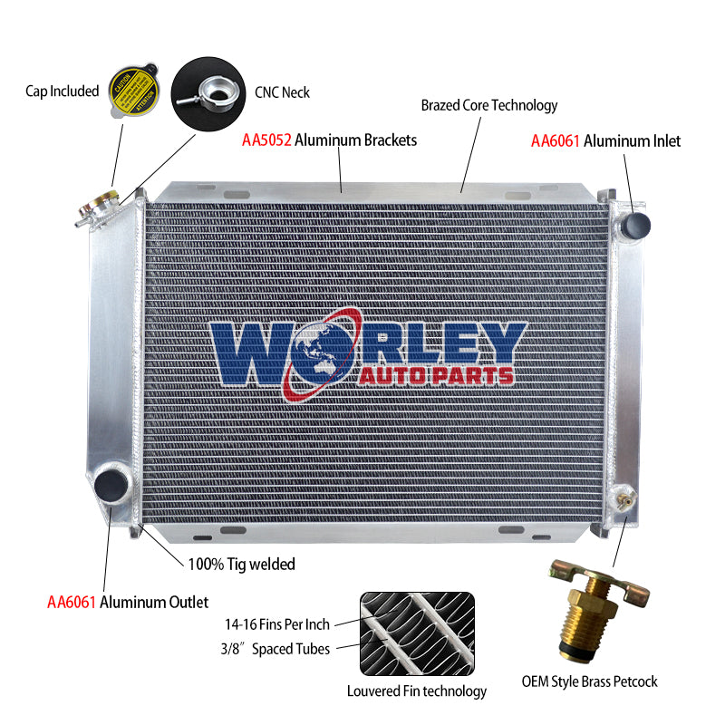 6Wolrey Aluminum Radiator Fits FORD MUSTANG MANUAL MT 1979-1993 1980 1981 1982 1983 1984