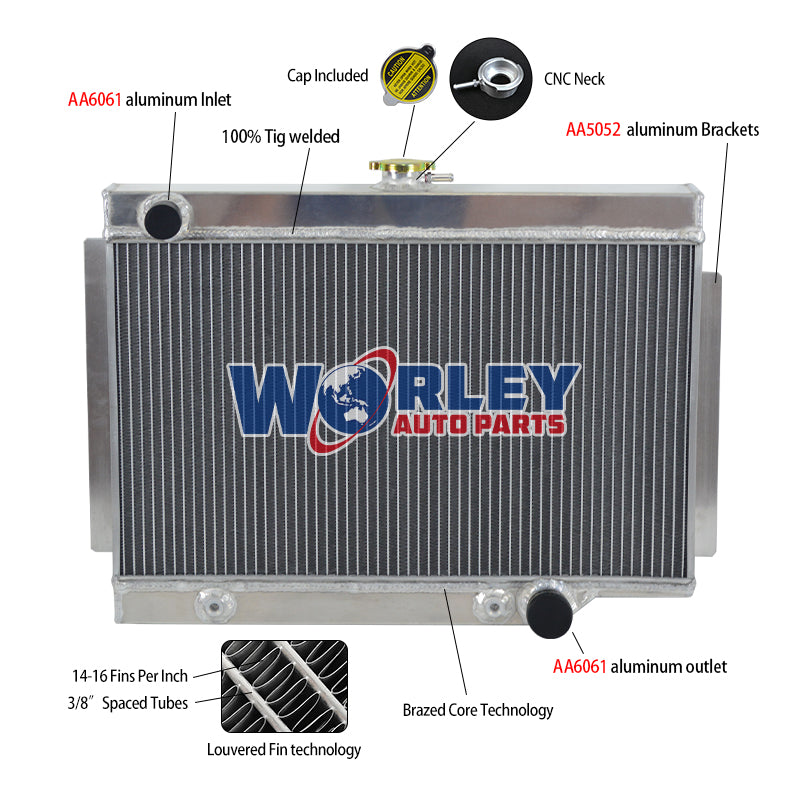 6Wolrey Aluminum Radiator Fits HOLDEN EJ/EH 179 2.9L L6 1962-1965 1963 1964 Aluminum Alloy Radiator AUTO