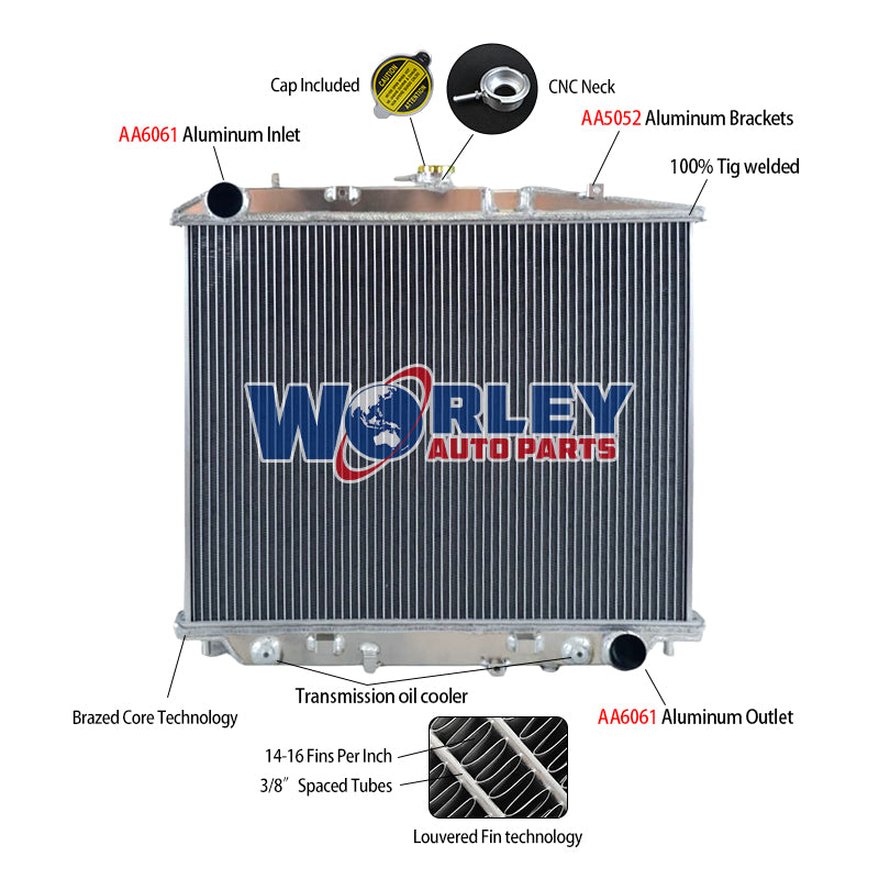 6Wolrey Aluminum Radiator Fits Holden Jackaroo UBS Series 3 V6 Petrol Diesel 02/1998-12/2003 1999 2000 2001 2002
