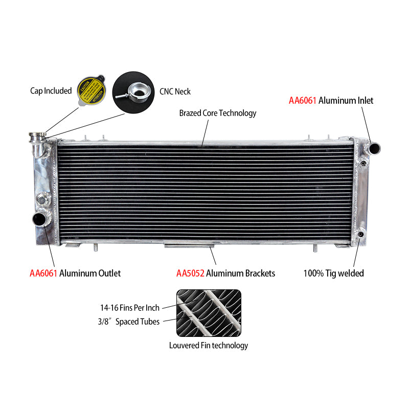 6Wolrey Aluminum Radiator Fits  Jeep Cherokee XJ 4.0L Right Hand Drive 1994-2001 AT 1995 1996 1997 1998 1999