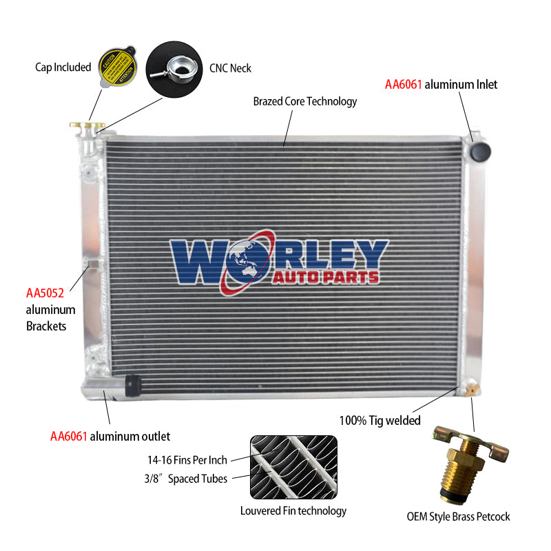 6Wolrey Aluminum Radiator Fits  LEXUS RX330 MCU38 3.3L 6cyl 2/2003-12/2005 2004 Auto Manual
