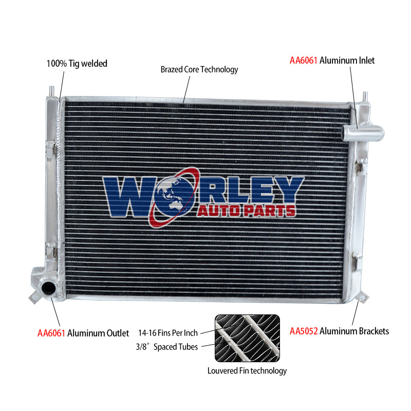 6Wolrey Aluminum Radiator Fits Mini One Cooper R50 R52 1.4L/1.6L L4 Non-Turbo W/AC 2002-2006