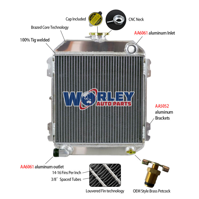6Wolrey Aluminum Radiator Fits Nissan Datsun 1200 B120 GEN II Stealth A12 MT