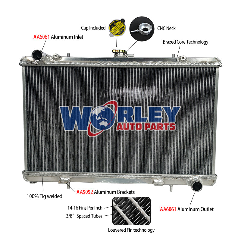 6Wolrey Aluminum Radiator Fits Nissan Silvia S13 SR20DET 1989-1994 1990 1991 1992 1993