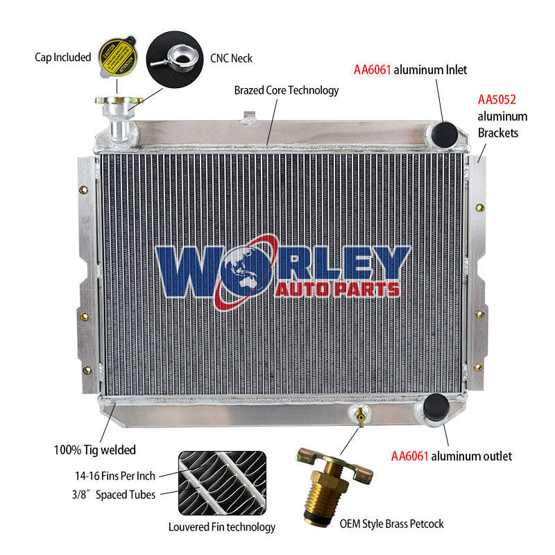 6Wolrey Aluminum Radiator Fits TOYOTA LAND CRUISER 60 Series HJ60 HJ61 HJ62 Manual