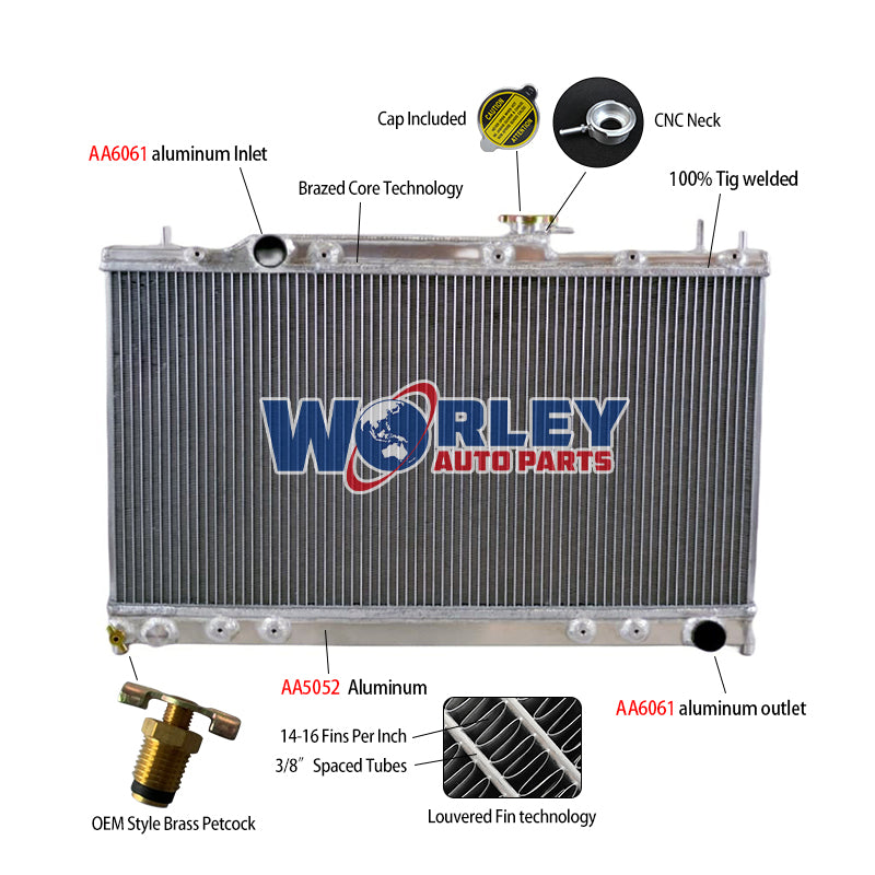 6Wolrey Aluminum Radiator Fits Toyota Caldina 2.0 ST246 3S-GTE 2002-2007 manual 2003 2004 2005 2006