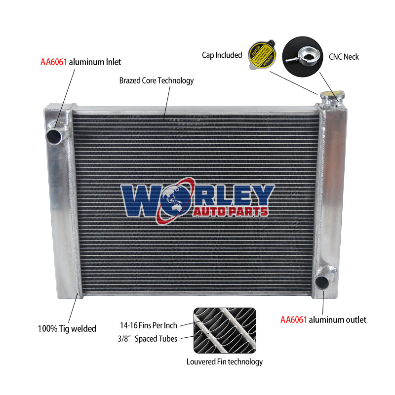 6Wolrey Aluminum Radiator for Chevy GM SBC BBC  23"x19"Core Universal