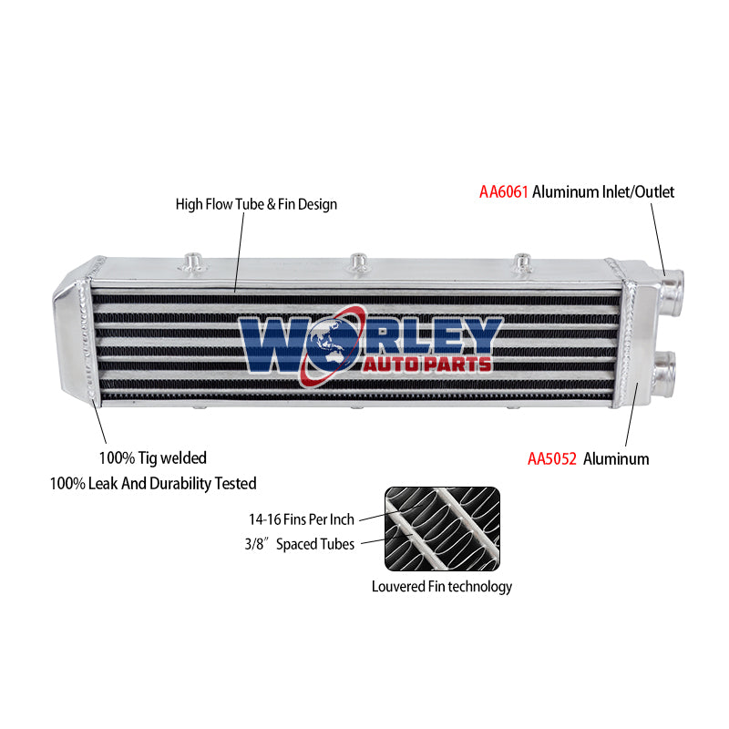 6Wolrey Universal Turbo Aluminum Intercooler 2" Delta Fin SAME SIDE OUTS 550x140x70mm