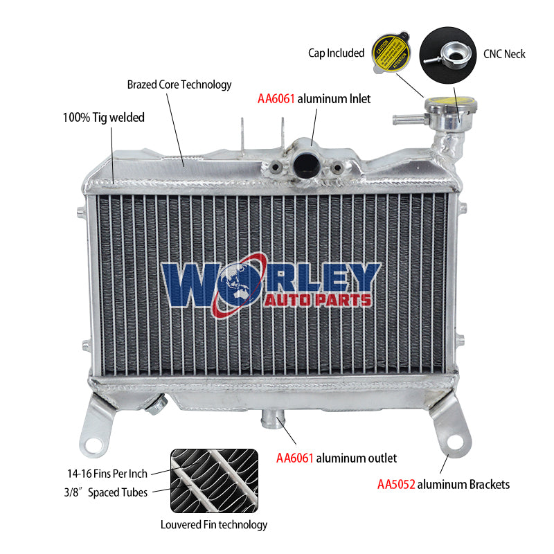 6Worley Aluminum Radiator For Honda NC19 NSR400 NS400R NS400RG NS 400 R 1985-1988 1986 1987