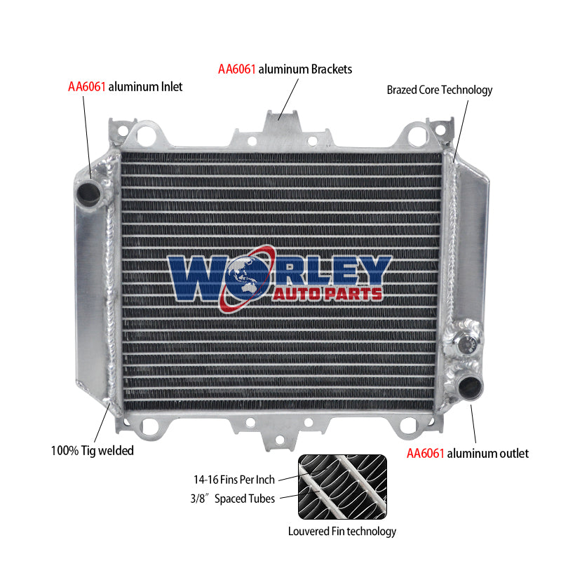 6Worley Aluminum Radiator For KAWASAKI NINJA EX500R EX 500 1987 1988 1989 1990 1991 1992 1993