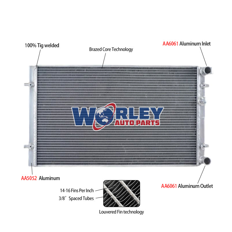 7Wolrey Aluminum Radiator Fits 1999-2002 VW Golf MT Turbo MK4 Dual Pass 2000 2001 02 99