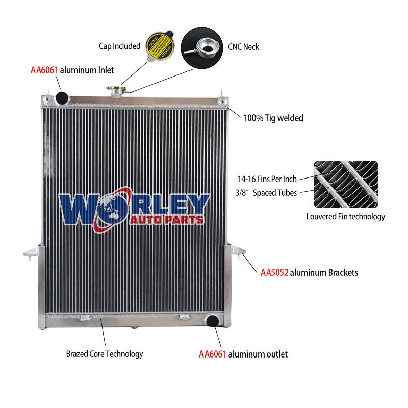 7Wolrey Aluminum Radiator Fits 2002-2020  Nissan Patrol Y61 GU 3 4 5 4.8L TB48 Petrol MT 2003 2004 2005 2006 2007 2008 2009