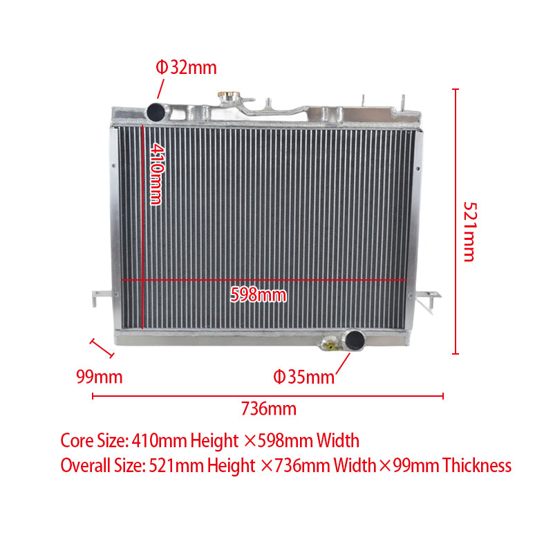 7Wolrey Aluminum Radiator Fits 2009-2016 Great Wall V240 K2 Nt Rr 2.4L 4cyl Petrol MT 2010 2011 2012 2013 2014 2015
