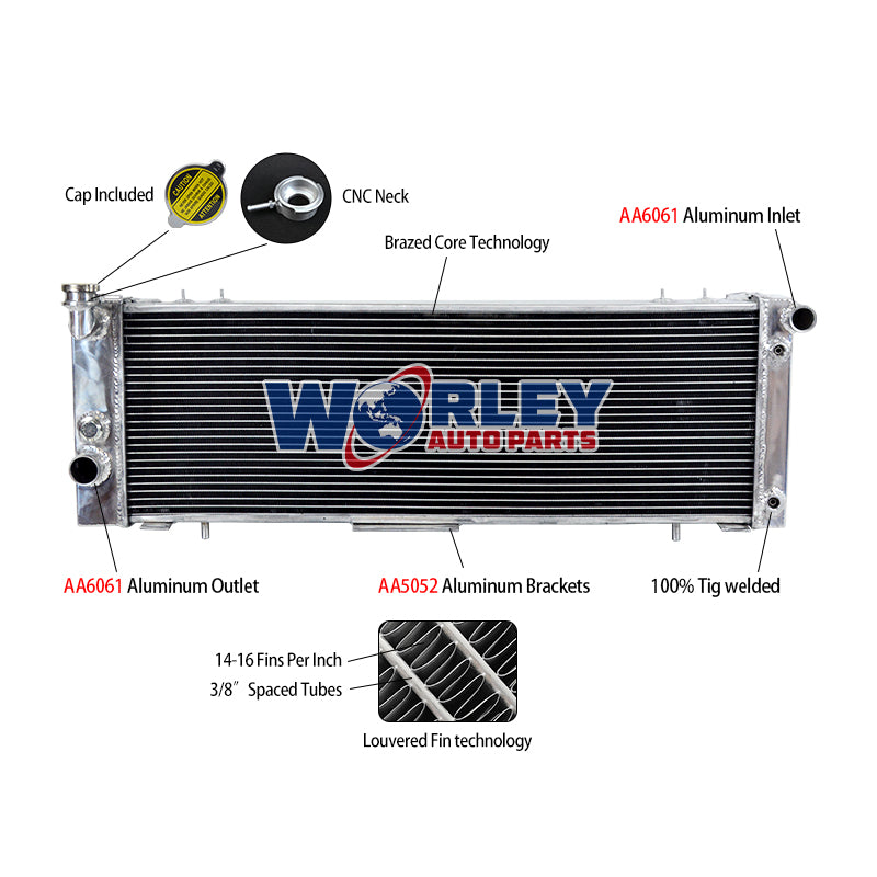 7Wolrey Aluminum Radiator Fits  Jeep Cherokee XJ 4.0L Right Hand Drive 1994-2001 AT 1995 1996 1997 1998 1999