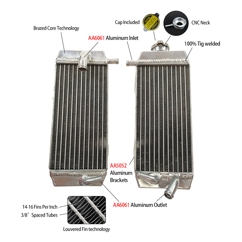 7Worley Aluminum Radiator For YAMAHA YZF250 YZ250F YZ250 F 2007 2008 2009