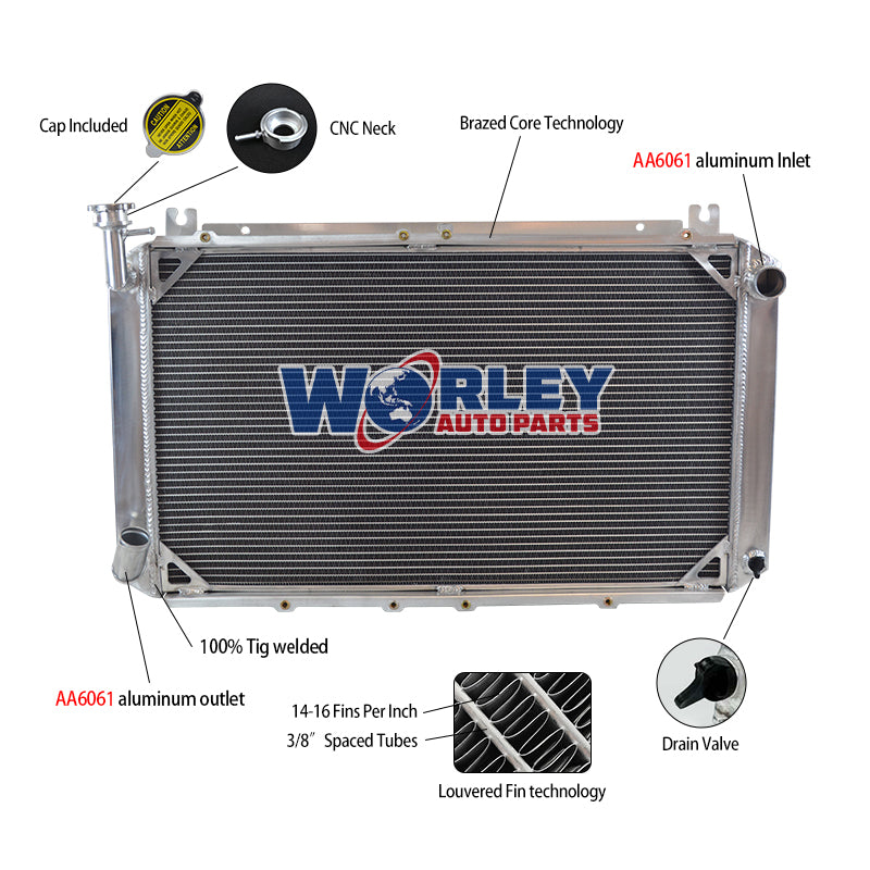 8WORLEY Aluminum Radiator Fits Nissan Patrol GQ Y60 2.8 4.2 Diesel TD42 3.0 Petrol 1988-1997