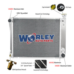 Wolrey Aluminum Radiator FOR 1988-1995 Chevrolet C/K 1500 2500 3500 4.3L 5.0L 5.7L 1989 1990 1991 1992 1993