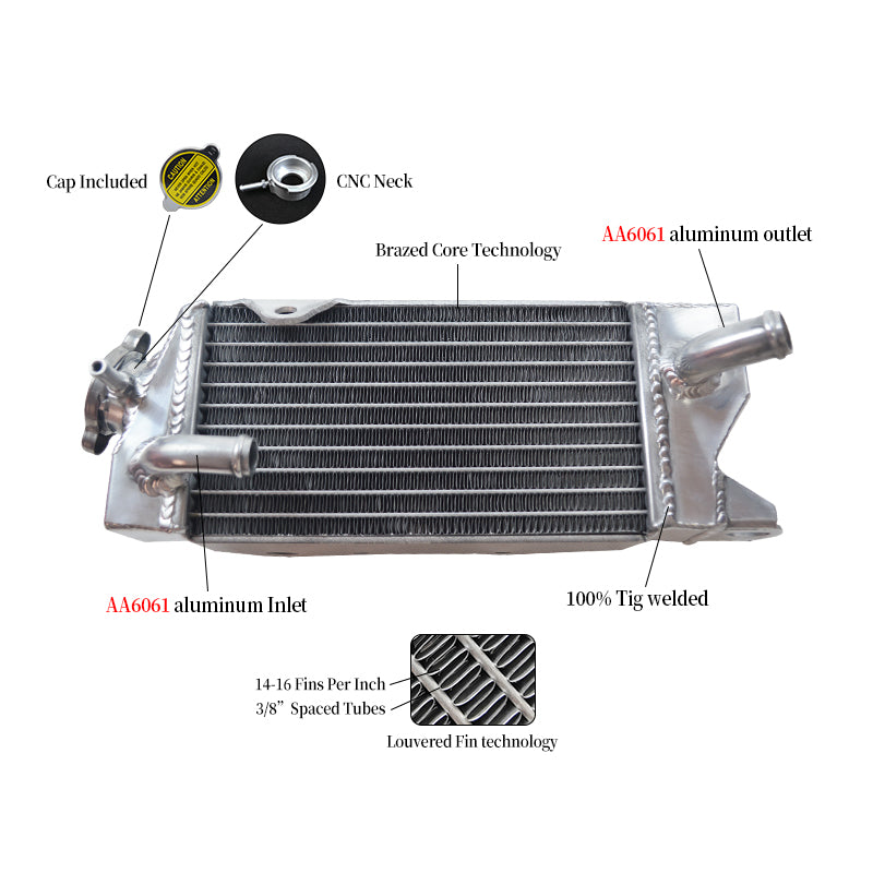 Worley Aluminum Radiator For KAWASAKI KX80 KX85 KX100 1998-2009 2003 2004 2005 2007