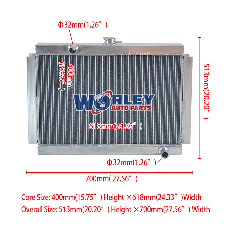 Wolrey Aluminum Radiator Fits NISSAN/DATSUN S30 280Z;S130 280ZX FAIRLADY Z MT 1975-1983 1976 1977 1978 1979 1980
