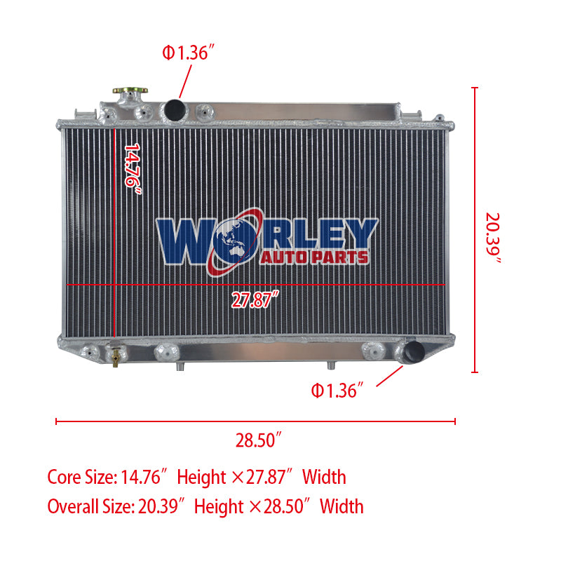 Wolrey Aluminum Radiator Fits Toyota Cressida MX83 1989-1993 Aluminum 1990 1991 1992 AT