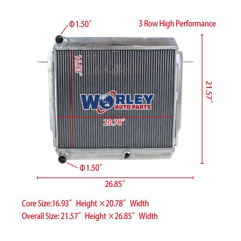 Wolrey Aluminum Radiator Fits TOYOTA LAND CRUISER BJ70/BJ71/BJ73/BJ74/BJ75 3.4L 3B 1984-1989 1985 1986 1987 1988