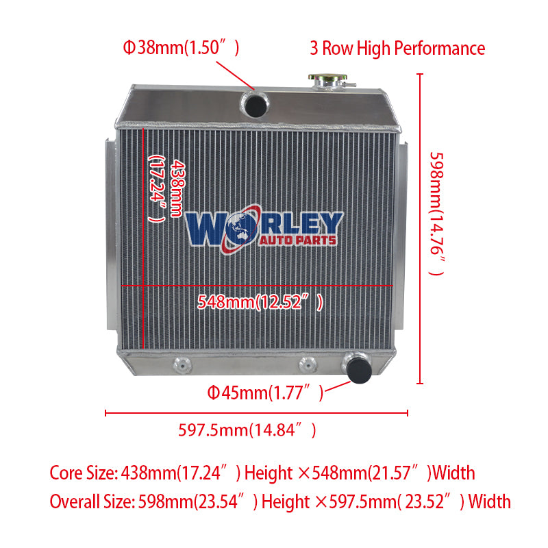 Wolrey Aluminum Radiator Fits 1955 1956 1957 CHEVY BEL AIR V8 W/COOLER 55 56 57