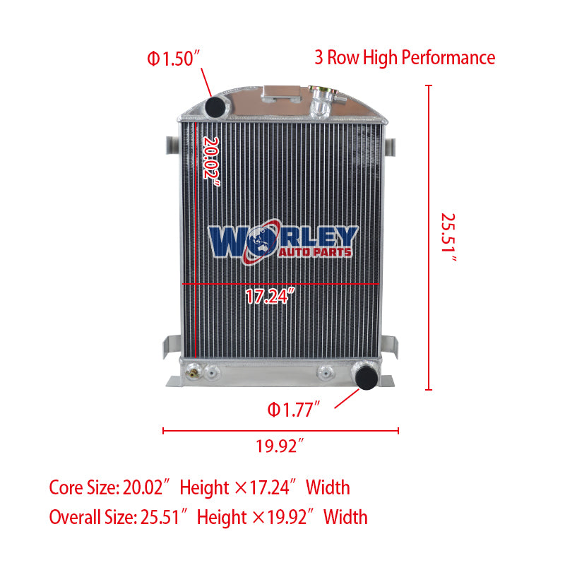 Wolrey Aluminum Radiator Fits 1932 FORD HI-BOY Grill Shells CHEVY ENGINE