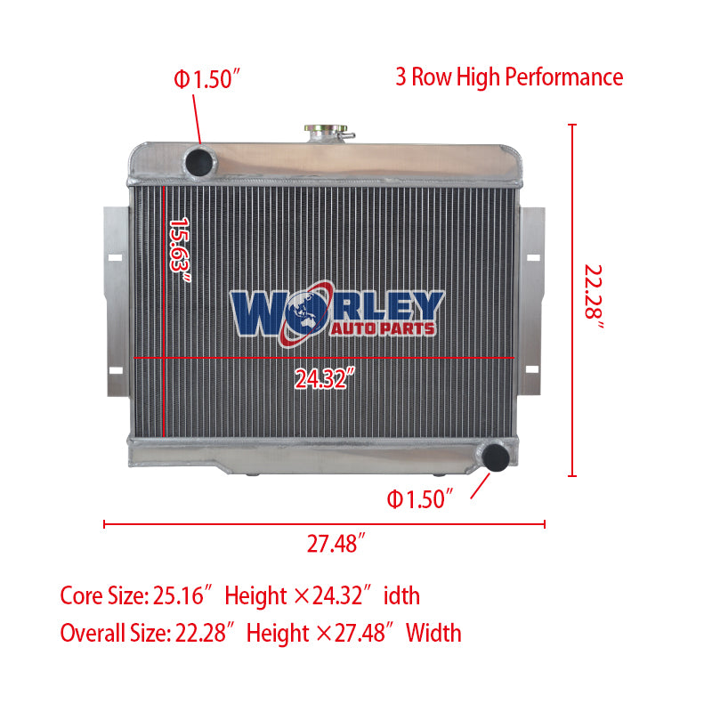 Wolrey Aluminum Radiator Fits Jeep CJ Series CJ5 CJ7 w/ Chevy V8 1972-1986 1973 1974 1975 1976 1977