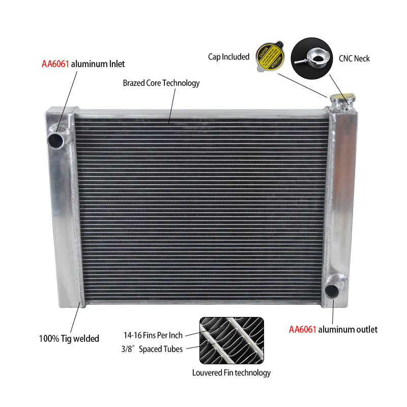 5Wolrey Aluminum Radiator Fits Chevy GM SBC BBC Universal 23"x19"